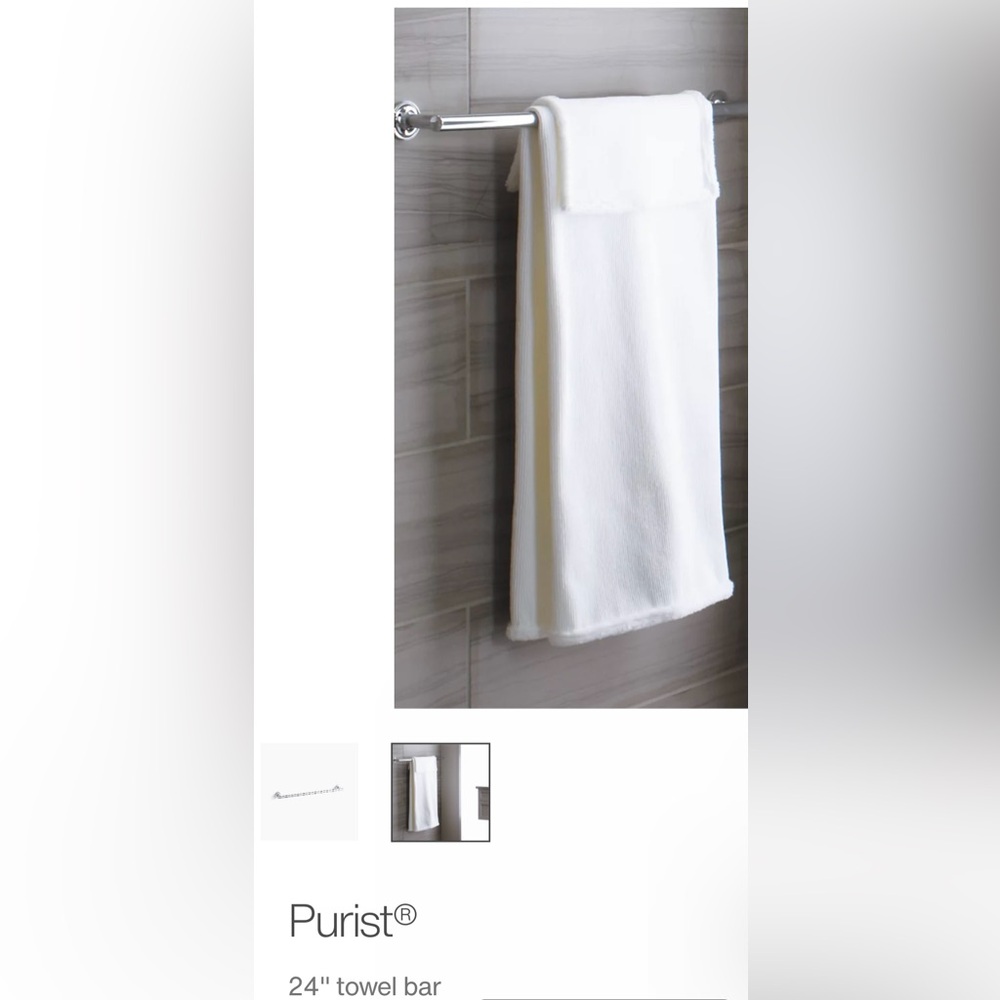 NWT NEW NIB KOHLER 24" Purist Style K-14436 Towel Bar Vibrant Polished Nickel